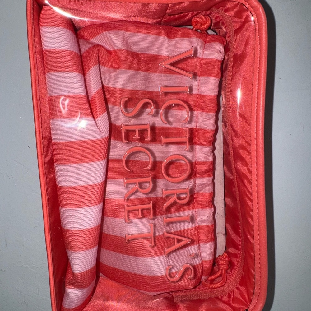 Victoria's Secret Summer coral cosmetic bag